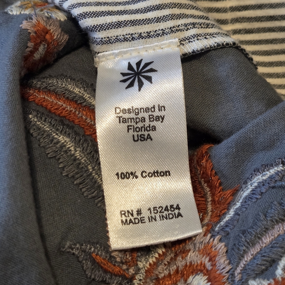 Anthropologie Kyla Seo Caite Deja Floral Embroidered Tunic Striped Top - Picture 16 of 16